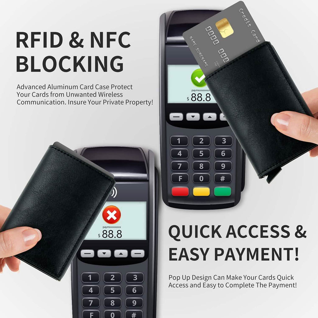 Credit Card Holder RFID Blocking Genuine Leather Vintage Aluminum Business Wallet